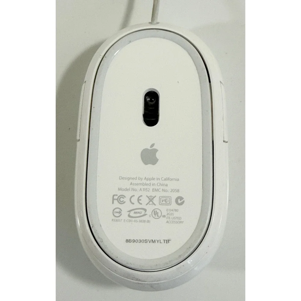 Apple Mighty Mouse Wired A1152 White USB Optical Scroll Ball A1152 EMC 2058